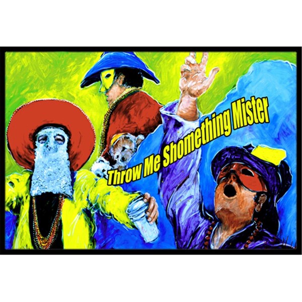 Carolines Treasures 24 x 36 in. Mardi Gras Throw me something mister Indoor Or Outdoor Doormat MW1108JMAT - main